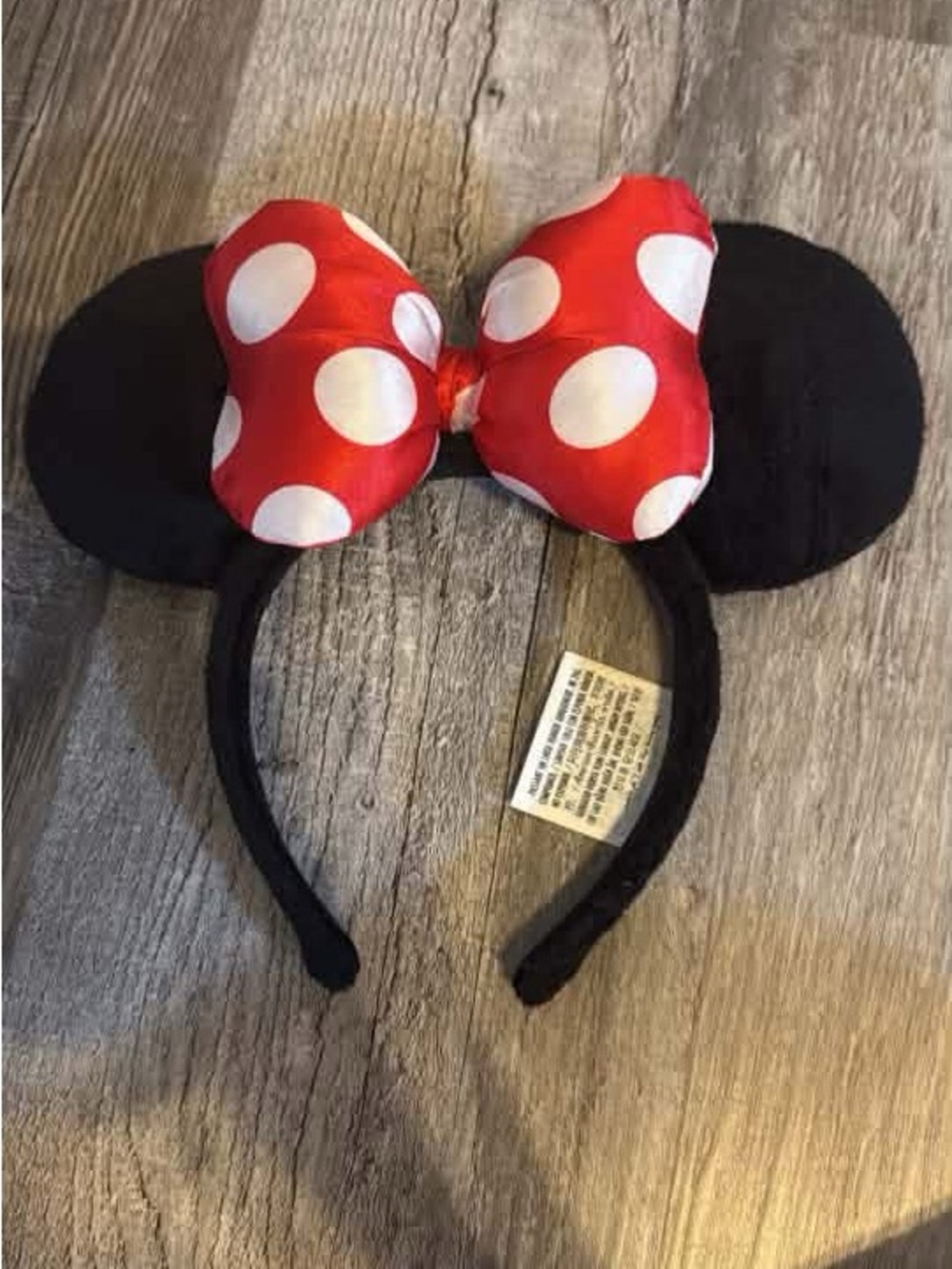 Disney Minnie Mouse Black Ear Headband with Red and White Polka Dot Bow